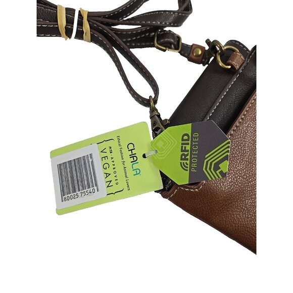 NWT Chala Sunflower Crossbody Phone Bag Brown Vegan Leather RFID Travel Purse - Picture 10 of 11